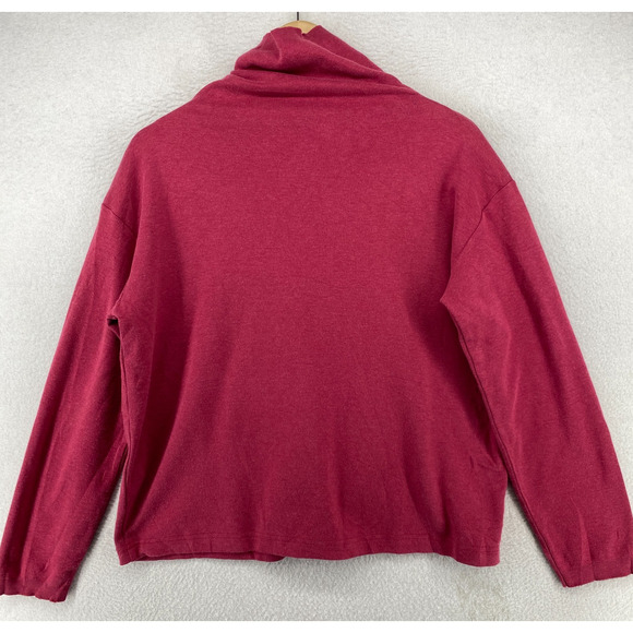 EILEEN FISHER Top S Cotton Jersey Boxy Turtleneck Long Sleeve Basic Pink Red USA - Picture 3 of 11